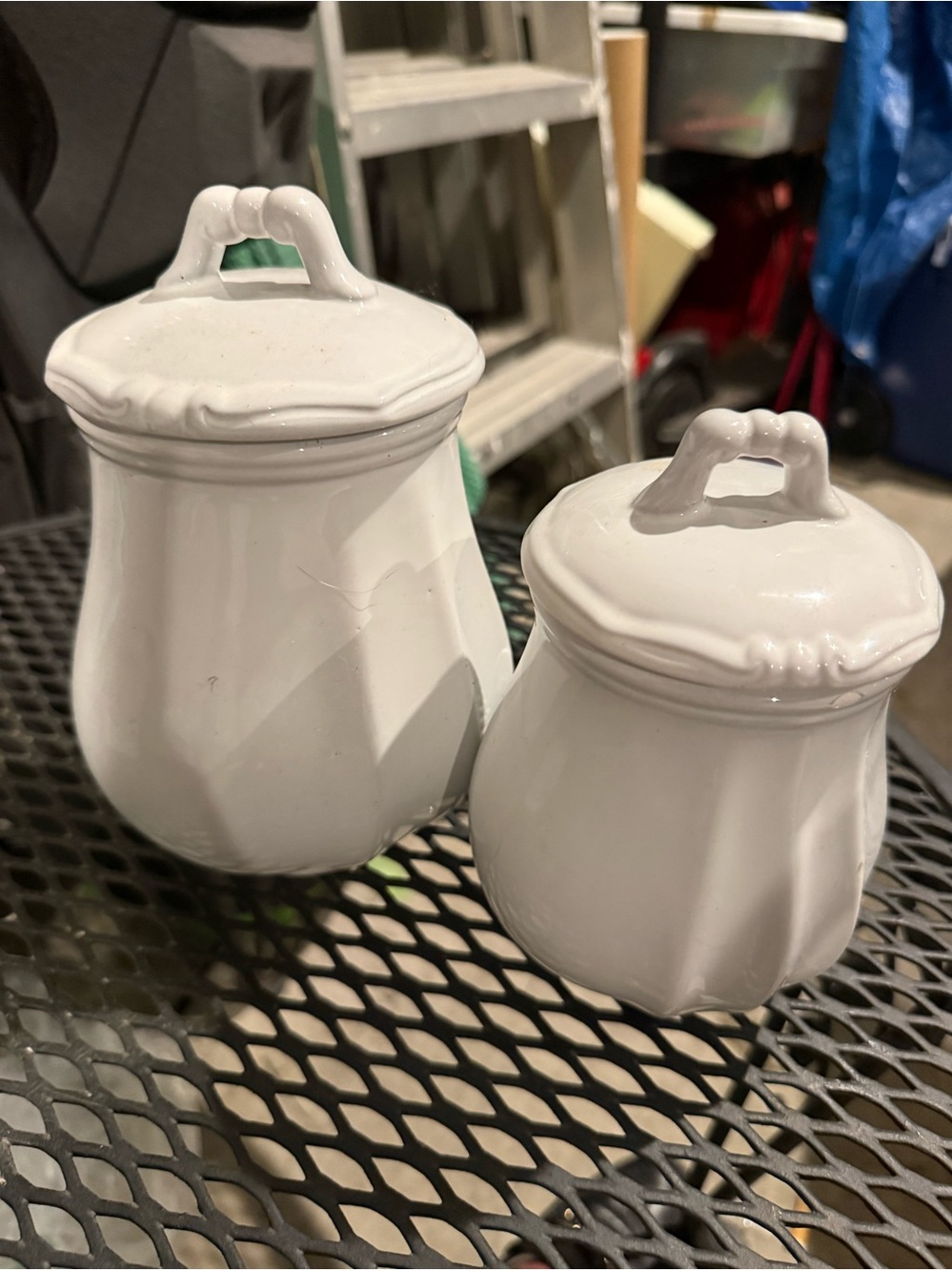 Vintage Italian Ceramic Decorative Canister Set – Pair with Lids